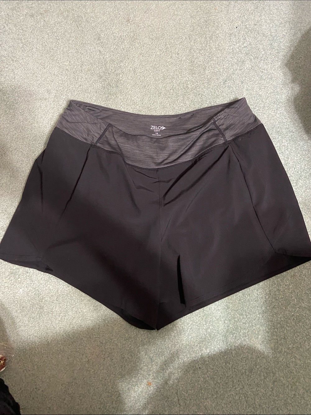 ZELOS Black Athletic Shorts with Dark Gray Waistband
